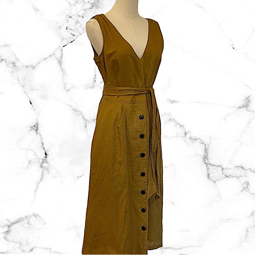 Gap Caramel Brown Dress Size 4 Fits Xs-S Buttoned Midi Picnic Party Summer